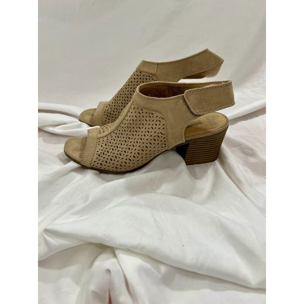 SONOMA VITALIE ORTHOLITE TAN/BEIGE SANDALS FAUX SUEDE SIZE 9.5